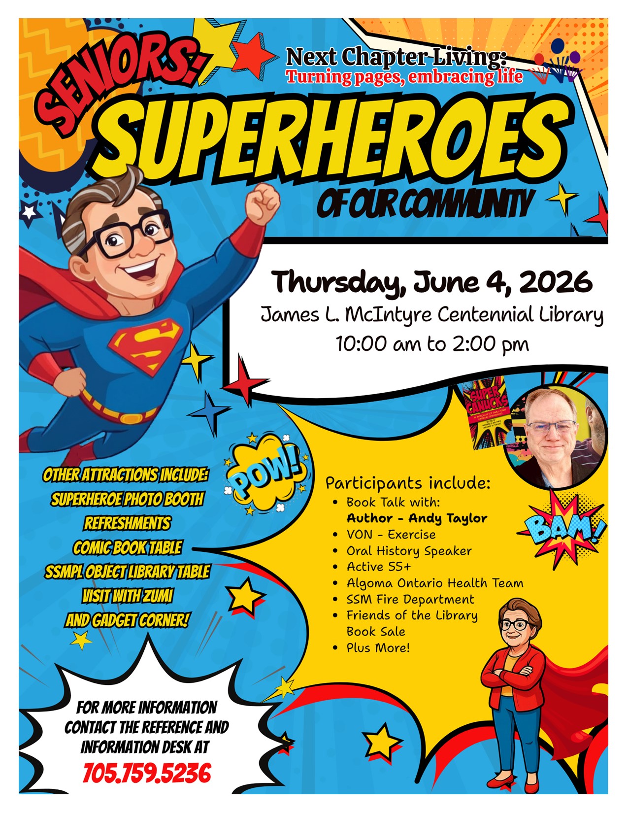 Poster for Superhero event at Sault Ste. Marie Public Library
